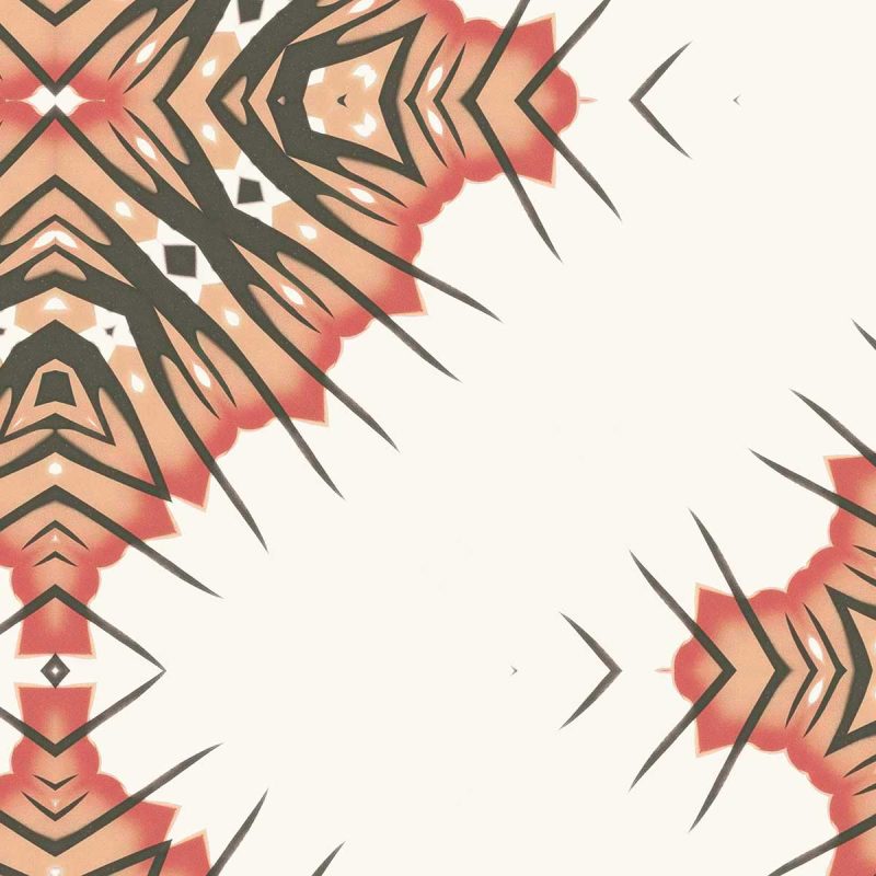 detail of Desert Diamonds abstract wallpaper and fabric pattern showing cream and apricot colors in the Dust Storm colorway.