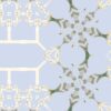 Arachne silver blue and cream trellis pattern for fabric and wallpaper - by Pearl & Maude