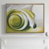 Furl-No-2-Architectural-Painting-by-Teale-Hatheway_Installed-in-Studio-Portrait-Mantel_2000px Furl No 2 - Landscape painting installed over fireplace mantel Architectural Detail painting in green, white, yellow acrylic and gold leaf, by Teale Hatheway