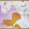 Meander No 2 - Architectural Detail painting in pink, white and yellow acrylic and gold leaf, by Teale Hatheway - framed