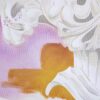 Meander No 2 - Architectural Detail painting in pink, white and yellow acrylic and gold leaf, by Teale Hatheway