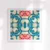 Tudor blue and non-metallic gold abstract art print