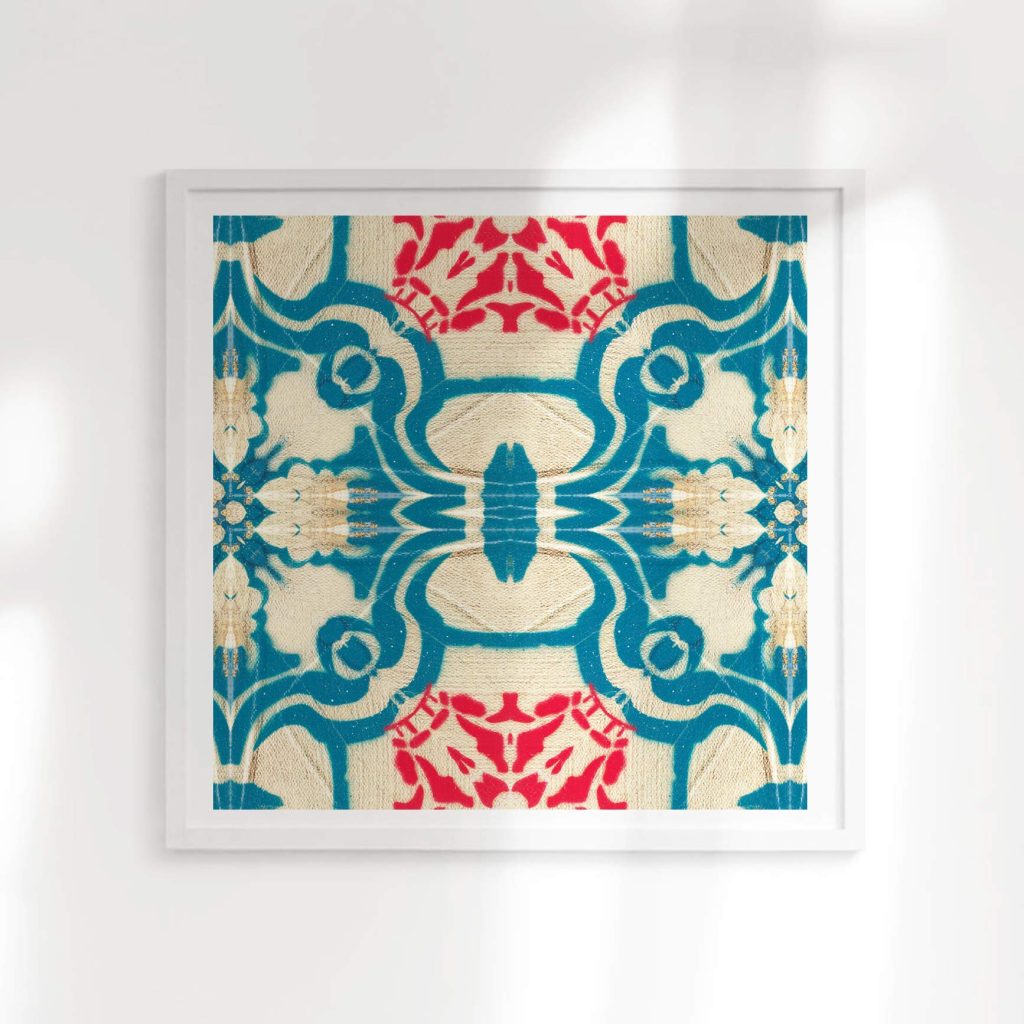 Tudor blue and non-metallic gold abstract art print