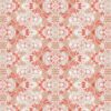 repeat pattern of Carmen Inlay abstract floral wallpaper and fabric showing red brown and white colors in the Redwood colorway.