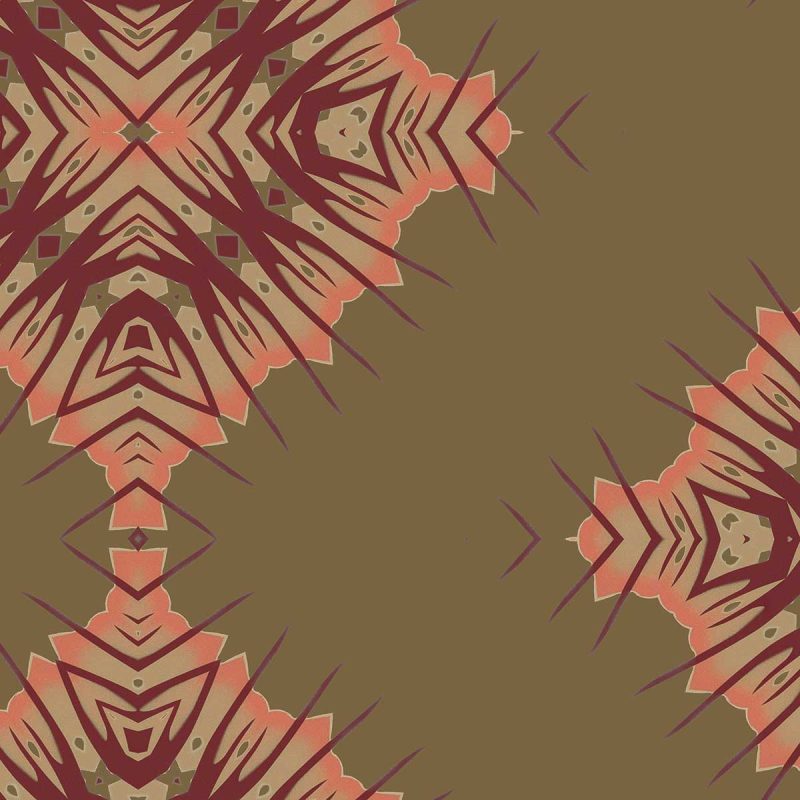 detail of Desert Diamonds abstract brown and pink wallpaper and fabric pattern showing the saddle colorway.