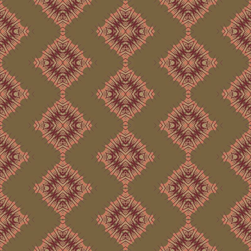 repeat diamond pattern of Desert Diamonds abstract brown and pink wallpaper and fabric pattern showing the saddle colorway.
