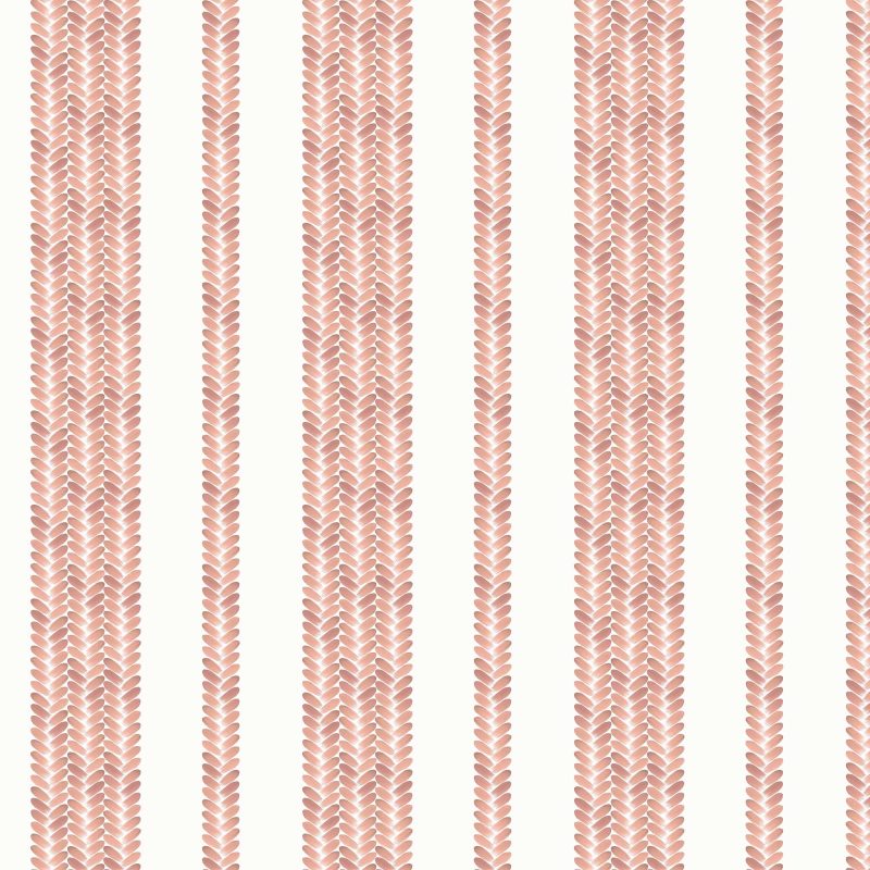Repeat pattern of Perigrene striped wallpaper and fabric showing the braided pattern and light colors of the Dawn colorway.