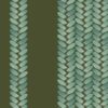 Detail of Perigrene striped wallpaper and fabric showing the braided pattern and dark, moody colors of the Ridge colorway.