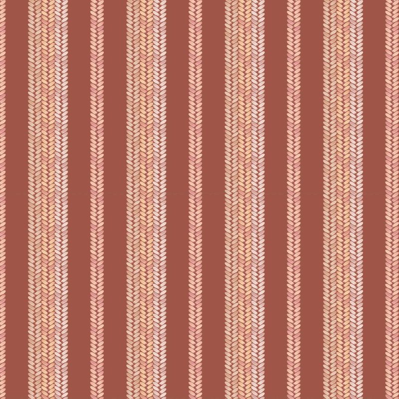 repeat pattern of Perigrene striped wallpaper and fabric showing the braided pattern and warm natural colors of the Saltillo colorway.