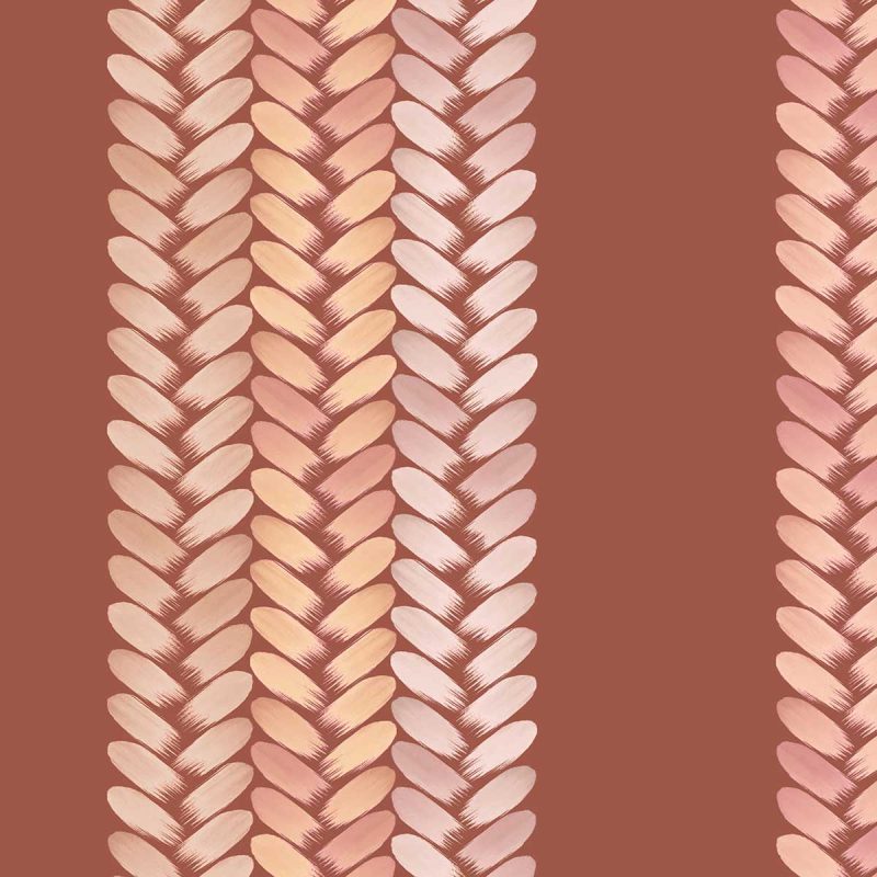 Detail of Perigrene striped wallpaper and fabric showing the braided pattern and warm natural colors of the Saltillo colorway.