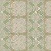 a small detail of Ruguru geometric tile pattern in sage green, white and beige for fabric and wallpaper by pearl and maude