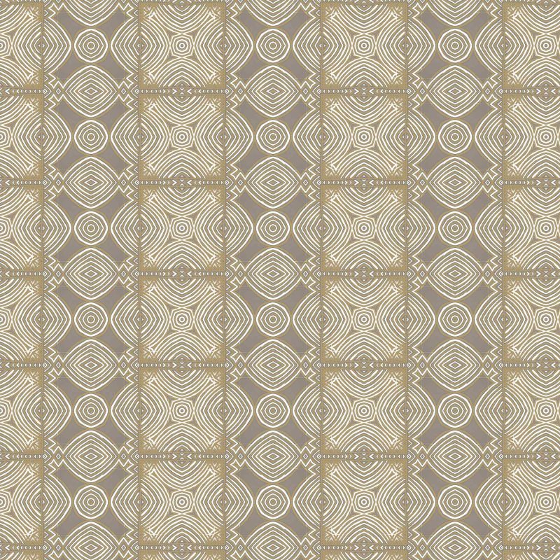 the repeat pattern of Ruguru geometric tile pattern in brown and beige for fabric and wallpaper by pearl and maude