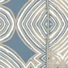 a small detail of Ruguru geometric tile pattern in blue and beige for fabric and wallpaper by pearl and maude