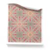 A roll of "Beaufort,” our brown starburst wallpaper - Beaufort brown starburst wallpaper featuring sandy brown and magenta medallions in a diamond grid pattern, perfect for boho and vintage-inspired interiors.