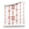 a roll of Charlie red and white striped wallpaper with flowers _Classic Matte_Pearl and Maude. A roll of Charlie, Pearl & Maude's red flower stripe wallpaper in garnet reds and white