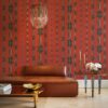 Rust Red Teal Floral Striped Wallpaper · Charlie