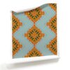 Roll of orange, olive and dusty blue wallpaper. Design - Desert Diamonds by Pearl and Maude