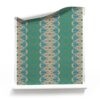 Elizabeth Lake Petal dark teal wallpaper with ornate blush stripe_clay coated_fancy wallpaper by Pearl and Maude1500
