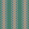 Elizabeth deep turquoise striped wallpaper pattern with ornate peach and pink stripes. Pearl & Maude