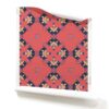 Roll of Coral Pink Geometric Art Deco Wallpaper - blue, gold and terracotta rose wallpaper. Design - Eva by Pearl and Maude. Roll of Eva - a coral pink Art Deco wallpaper pattern. Design - Eva by Pearl and Maude
