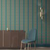 Abstract Ikat Wallpaper with Teal and Brown Stripes · Evelyn