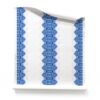 A roll of Lou striped blue and white wallpaper on a white background - by Pearl & Maude. Lou Blue White nautical Striped Wallpaper Roll - clay coated wallpaper - Pearl & Maude