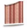 A roll of Perigrene red and pink striped wallpaper in colorway Saltillo. It is a woven stripe wallcovering in pink, peach and red colors. It's an ideal wallpaper for dining rooms.. Roll of Perigrene Painterly Striped Wallpaper in Red and Pink