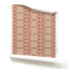 A roll of Ruguru Brick Red Art Deco Wallpaper, with intricate patterns, in rust, white and brown.