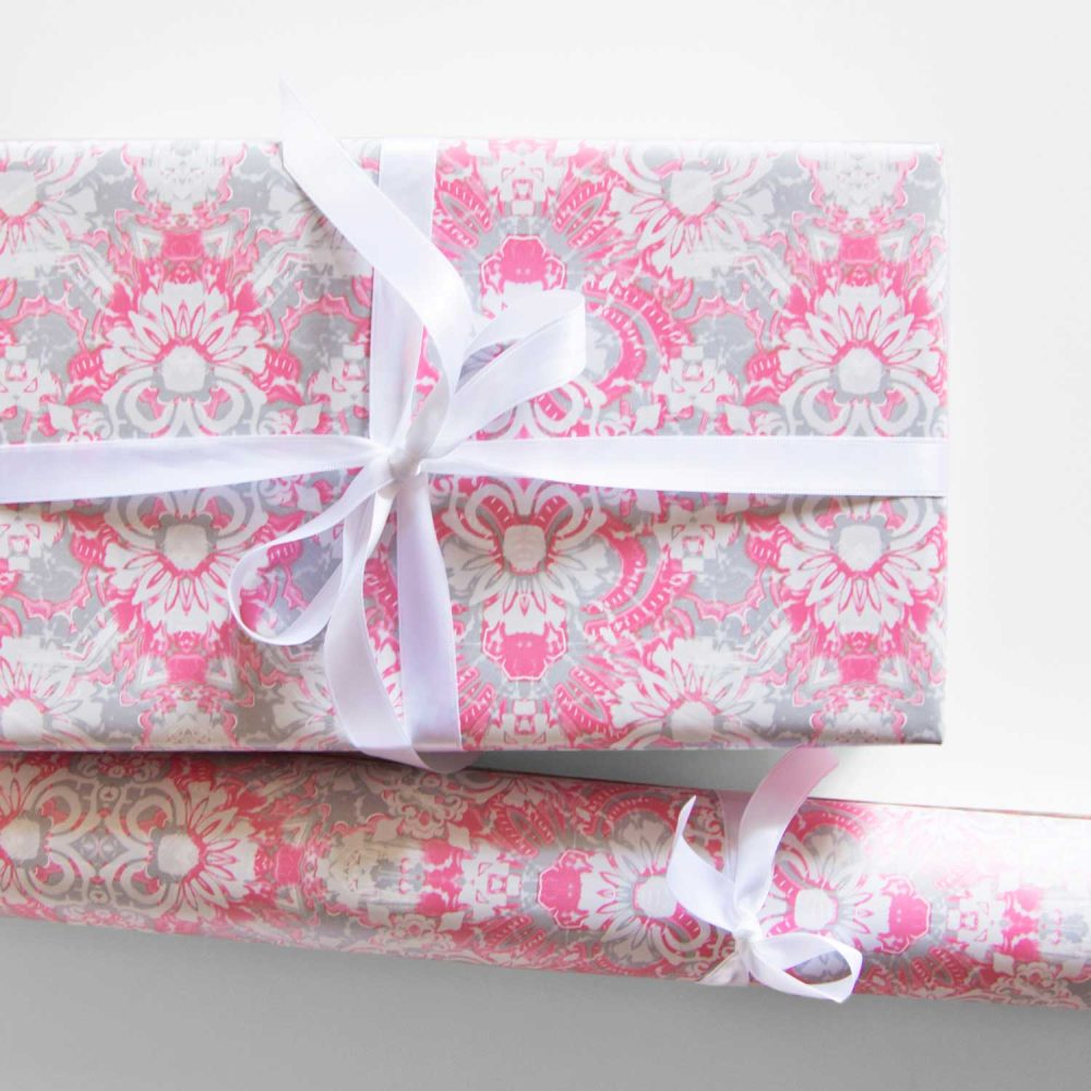 beautiful Carmen pink foliage gift wrapping paper