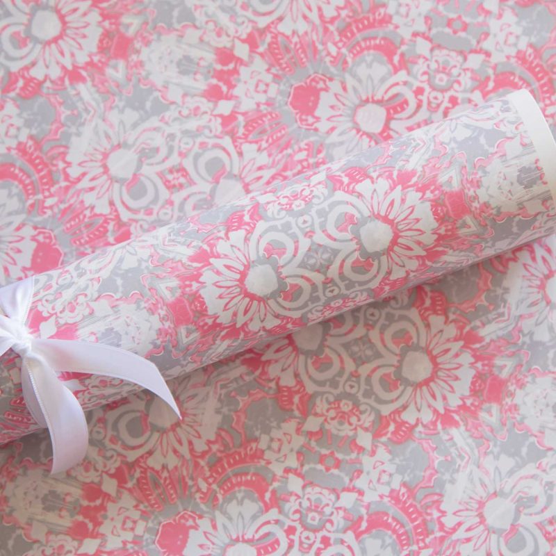Carmen pink foliage gift wrapping paper