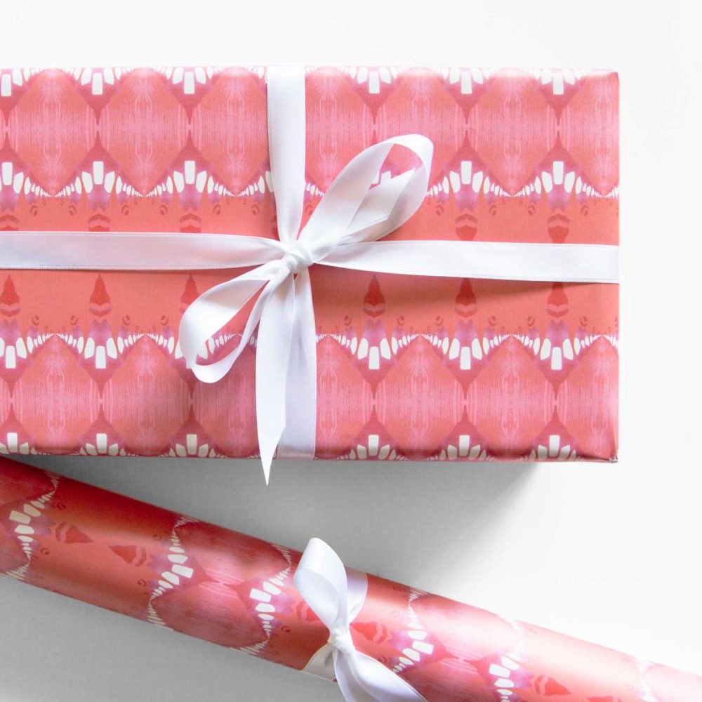 Evelyn melon red striped wrapping paper