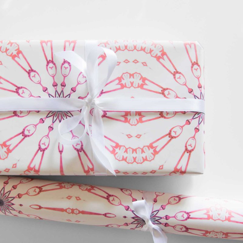 beautiful Fern pink and white wrapping paper