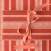 Perigrene-Red-Gift-Wrapped-Box-Top-View_Pearl-and-Maude_square Peregrine • Red and Peach Striped Gift Wrapping Paper Roll