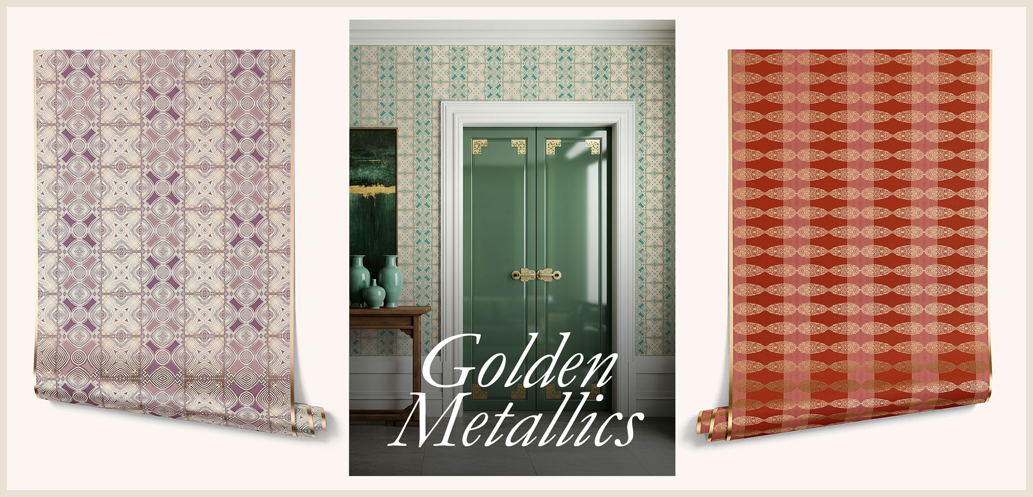 golden metallic wallpapers for luxurious homes
