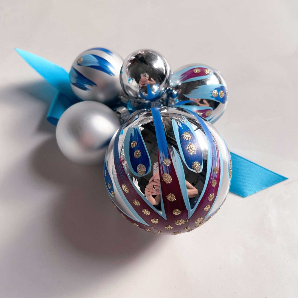 blue hand painted ornament favors- glass ornament cluster for gifts