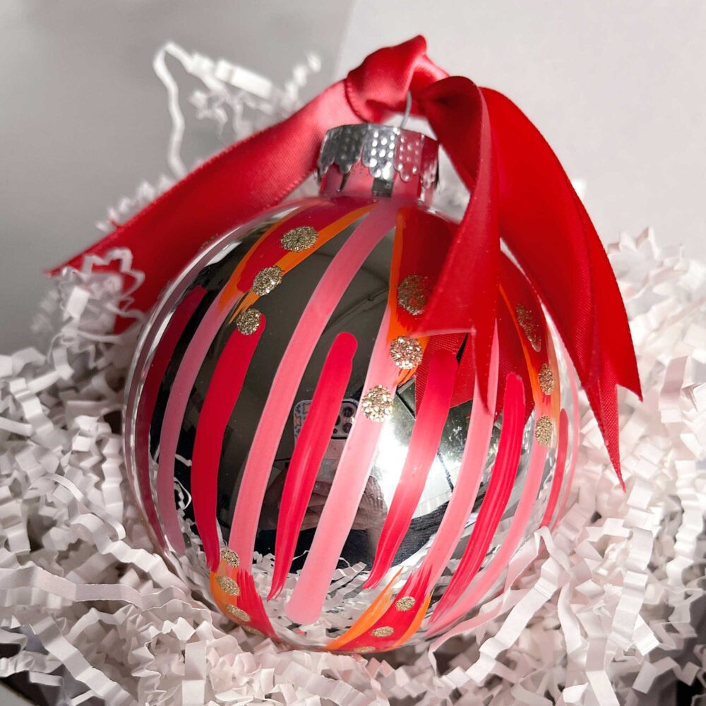 Red hand painted Christmas ornament