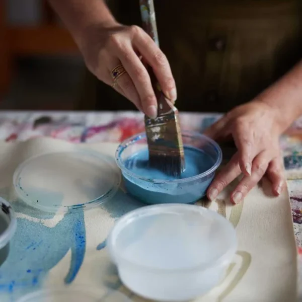 custom wallpaper process starts with painting a pattern