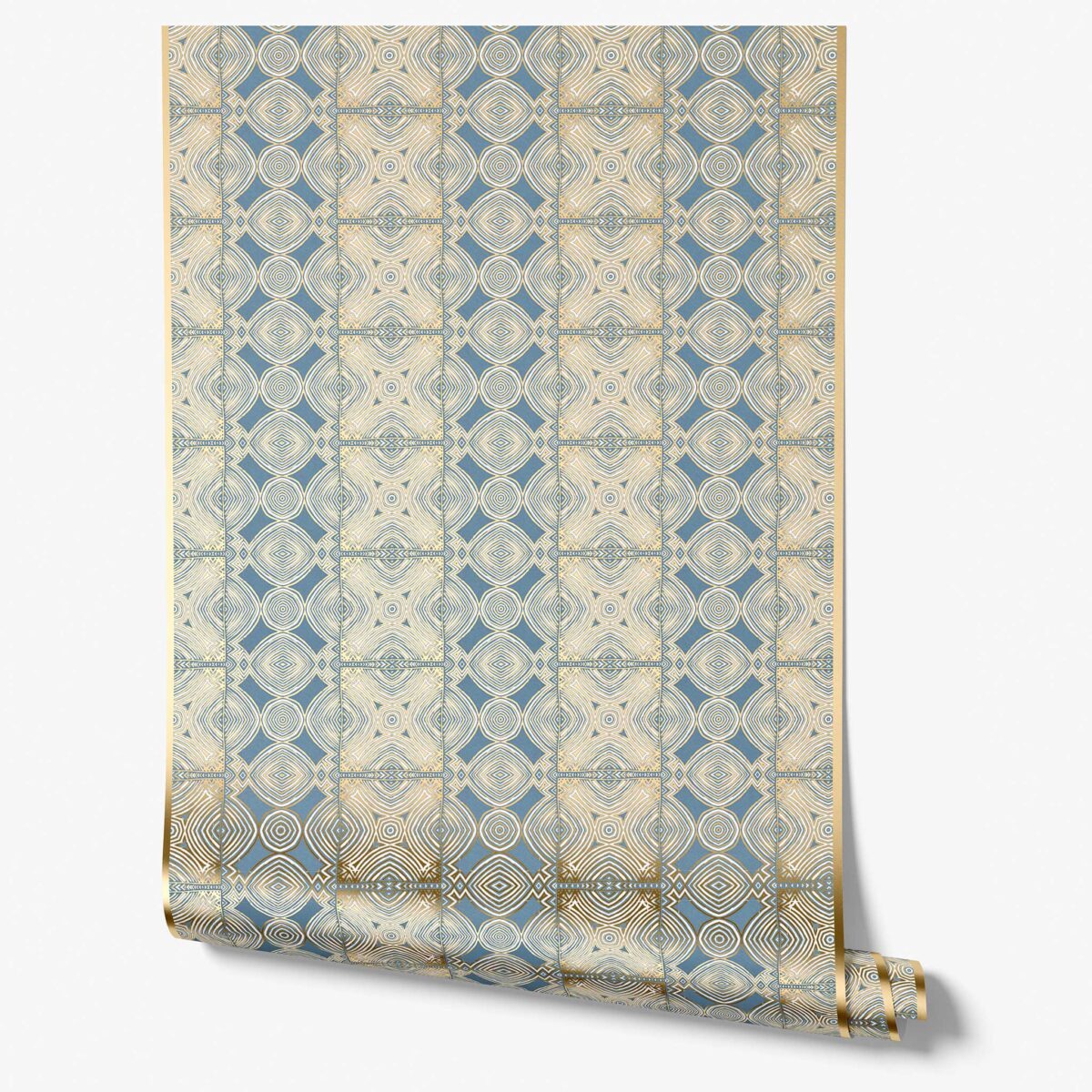 Blue and Gold Metallic Wallpaper Art Deco Inspired · Ruguru