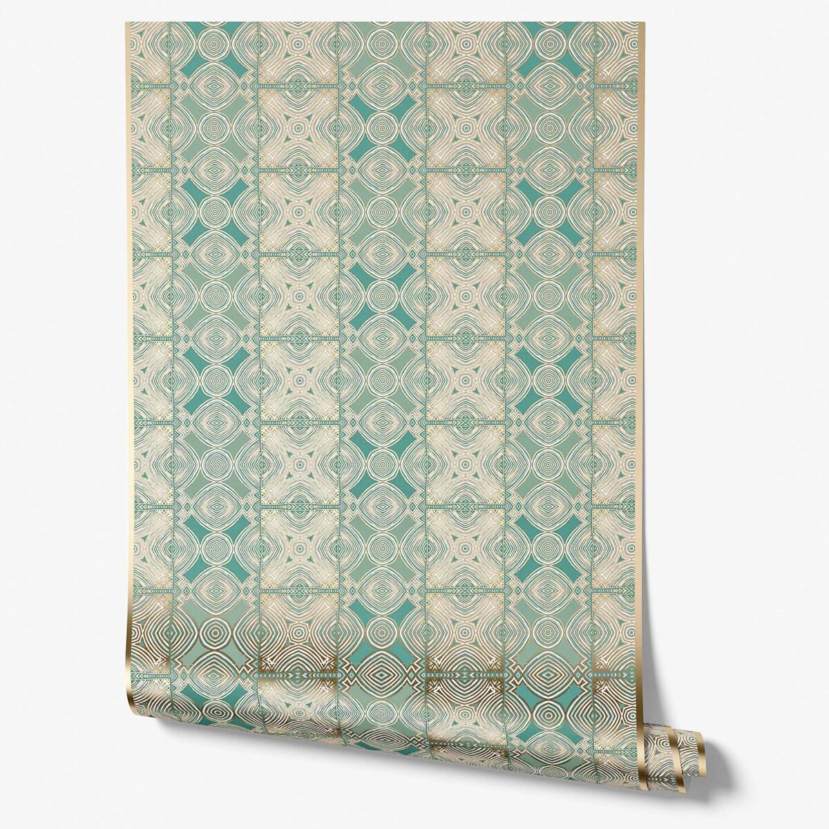 Green and Gold Metallic Wallpaper Art Deco Inspired · Ruguru