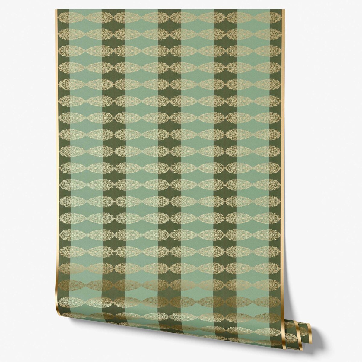 Green and Gold Exotic Striped Wallpaper · Soraya